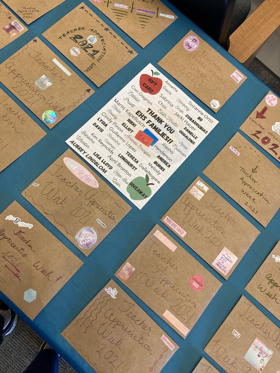 EastmarkHighPTO's tweet photo. What a blast?! The Eastmark teachers LOVED the Gift Card Giveaway! Randomized drawing for gift cards ranging from $10, $15, $20, $25, $50, $100, and grand prize of $200!! We sure do have generous families who donated! Videos of the drawing coming next.. @eastmarkhighschool https://t.co/i2IqlRB5u7
