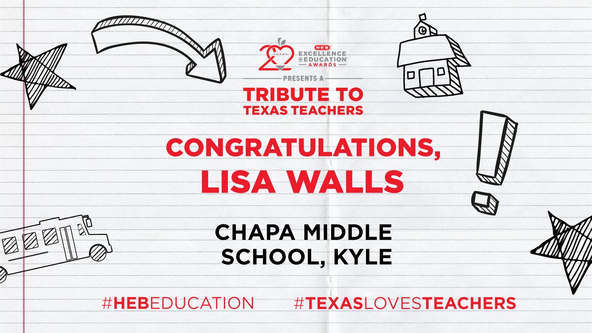 Congratulations, Principal Lisa Walls from <a href="/Chapa_Cougars/">Chapa Middle School</a> in Kyle!
#TexasLovesTeachers #HEBEducation #HEBExcellence #TeachersCan <a href="/HaysCISD/">Hays CISD</a>