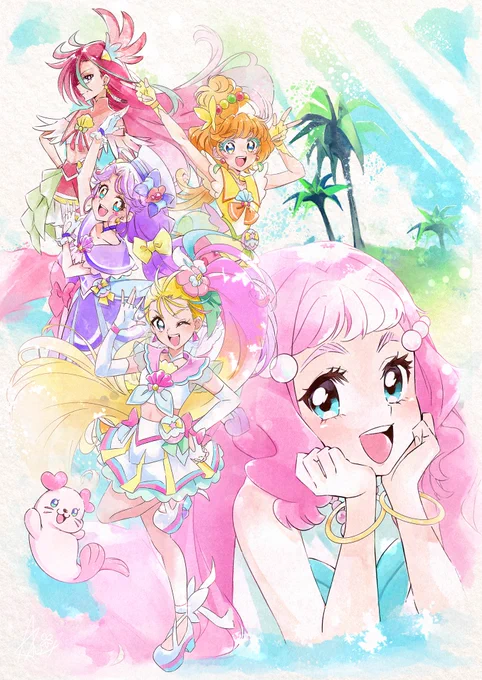 ときめく常夏☀️キュアサマー!!
 #precure
 #トロプリ
 #プリキュア

らすと!水彩風プリキュア🖌
毎週いいね下さる皆さまお付き合いありがとうございました~(*^^*) https://t.co/Dh2BjHgiLq 