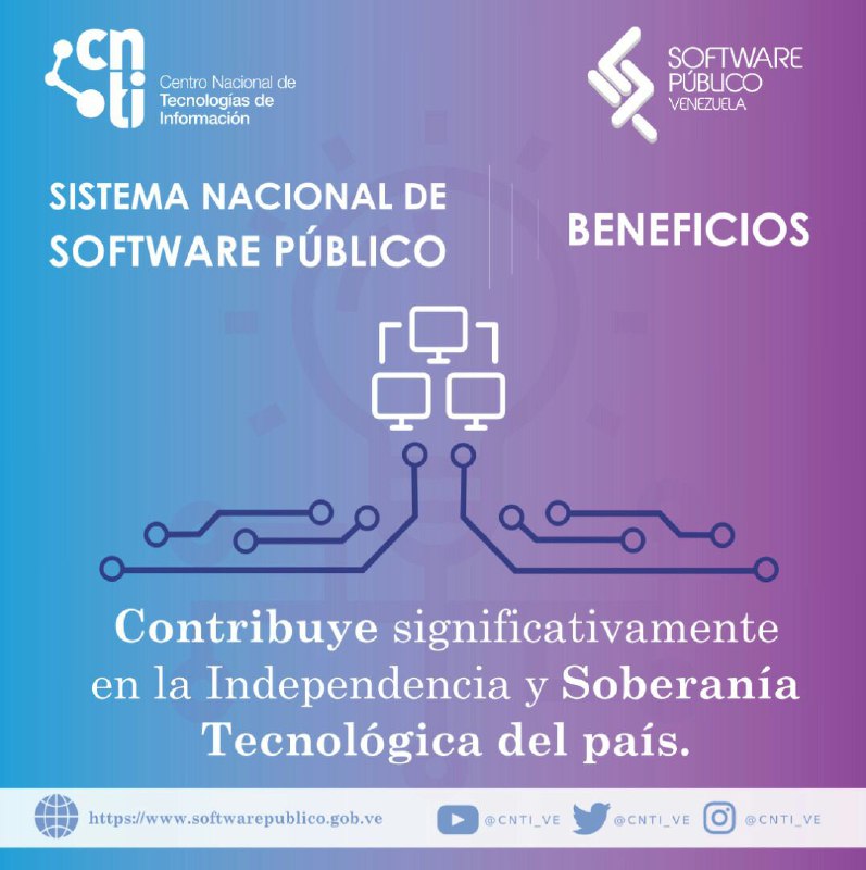 CNTI_VE's tweet photo. #SabíasQué| El Sistema Nacional de Software Público (SNSP) plantea el desarrollo colaborativo entre organizaciones productivas y del Estado pertenecientes a los diferentes sectores de la vida nacional, con el propósito dar soluciones tecnológicas a las necesidades comunes

#8May https://t.co/RKVjaCHaPG