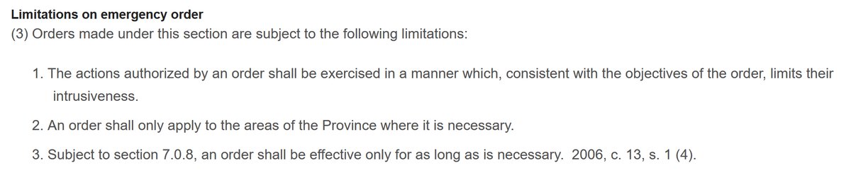 7/ Finally, the third limitation states that the orders can only be in effect for as long as they are necessary. Again, this perpetual state of emergency that we are in and 14 months of restrictions do not comply with this stipulated limitation.