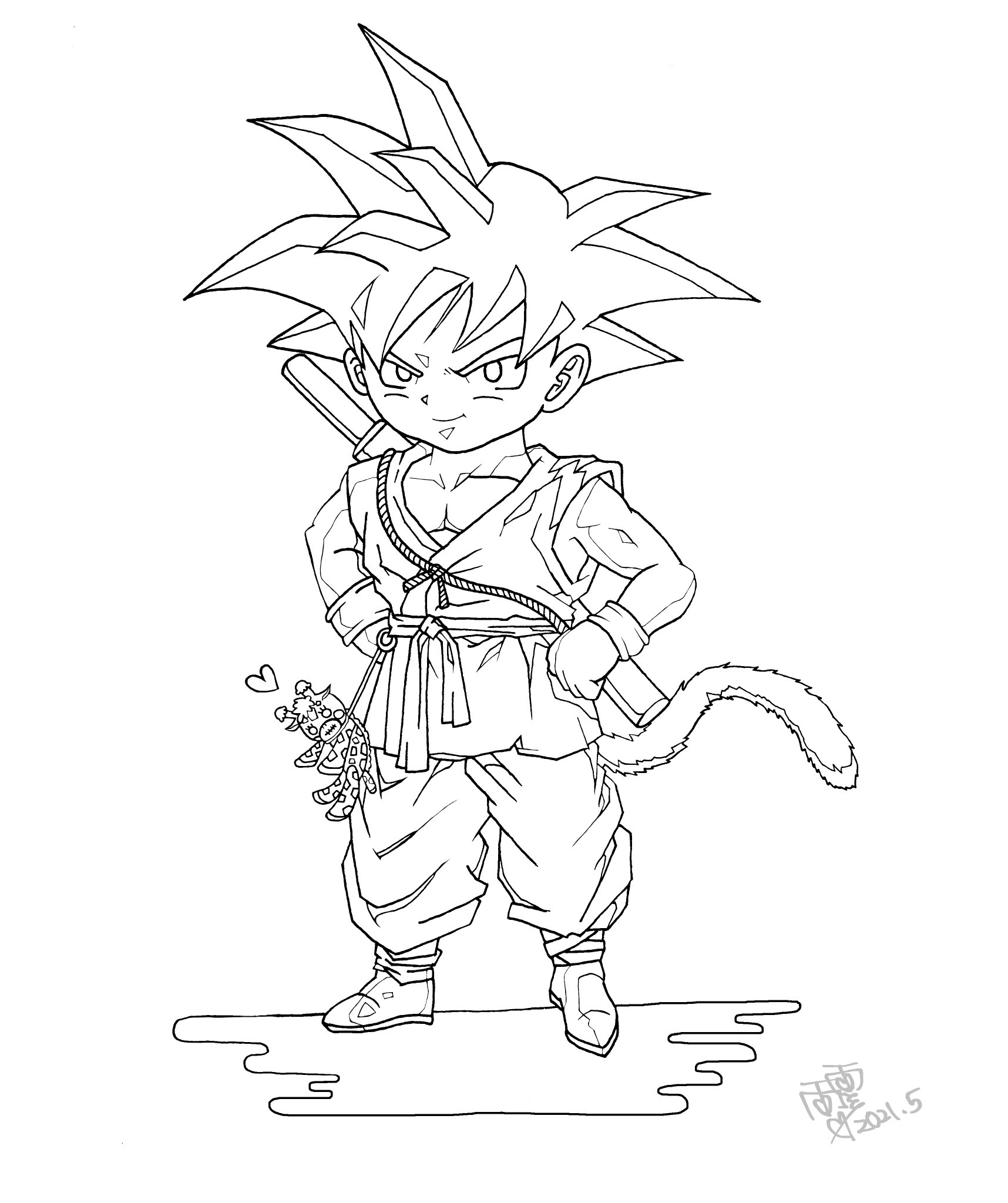 きりん作家 雨雪 5月9日 悟空の日21 おはキリン 線画を晒すと誰かが色を塗ってくれるかもしれない 勝手に王道と のコラボ ๑ ๑ 拙い線画ですが どなたか塗ってくれる人居たらスキップ小走りで喜びます W 一日一絵 イラスト