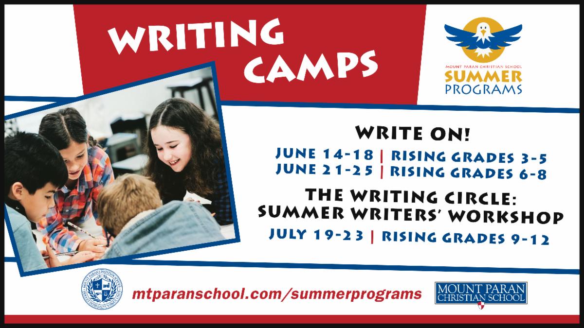 mtparanschool's tweet photo. Know an aspiring young author? Check out one of the many creative writing camps this summer for students in rising grades 3-12 .Brush up skills or take their writing to the next level. #CampoftheWeek #MPCSsummerprograms
https://t.co/x2UmYr7eFx https://t.co/jtLOWjF7Qt