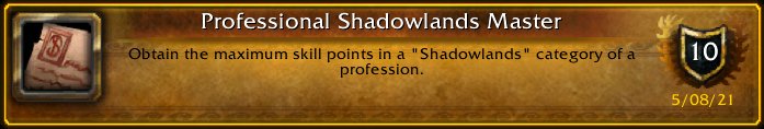 LoisseOfLothar's tweet photo. Lshmats just earned the [Professional Shadowlands Master] Achievement in Inscription - just Alchemy to go now! #Warcraft https://t.co/EQ50ZZMBTW