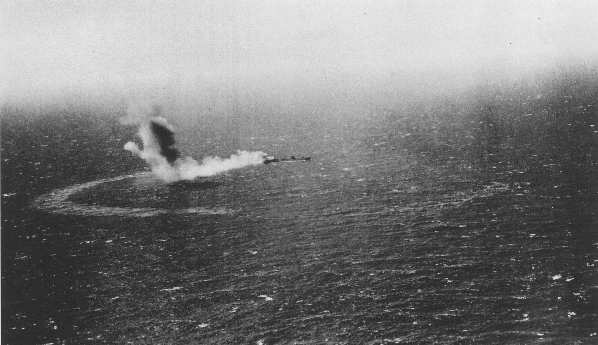 At almost same time and much further to the southeat, Japanese aircraft from aircraft carriers Shokaku and Zuikaku sink the destroyer USS Sims and leave the fleet oiler Neosho severely damaged.