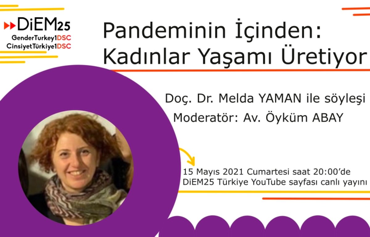 gender1dsc's tweet photo. Doç. Dr Melda Yaman ile 15 Mayıs Cumartesi saat 20:00'da "Pandeminin İçinden: Kadınlar Yaşamı Üretiyor" başlığıyla konuşuyoruz.
Hepinizi söyleşimize bekliyoruz 💜
https://t.co/upopeSIQiV https://t.co/wtgXdHAIrI