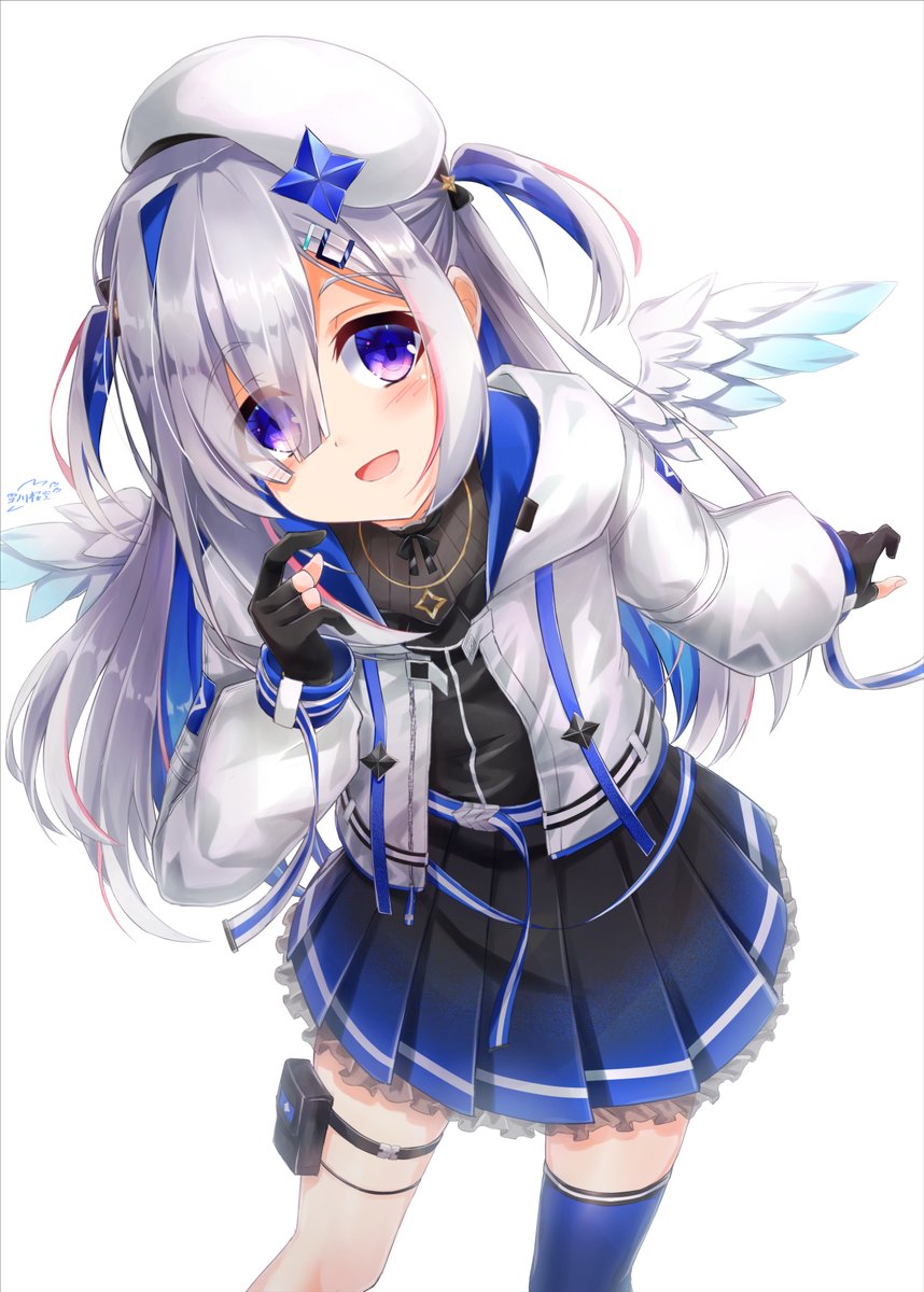 amane kanata 1girl solo official alternate hair length long hair gloves wings official alternate hairstyle  illustration images