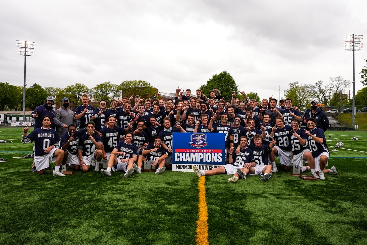 MonmouthHawks's tweet photo. No better feeling. 

Congratulations, @MonmouthMLAX!

#FlyHawks https://t.co/EzQDAgo1vO