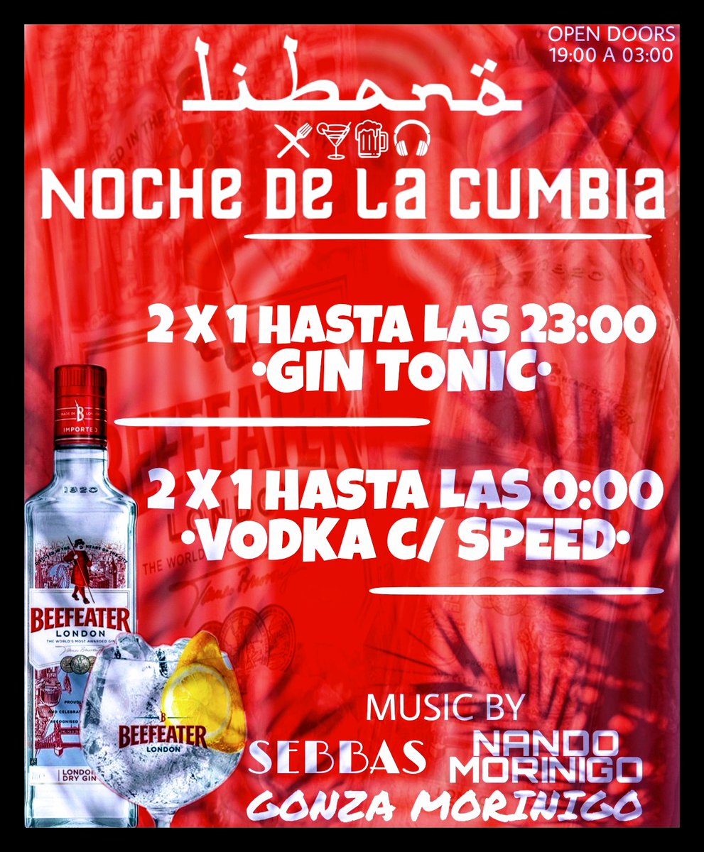 Libano_bar's tweet photo. SABADO de LIBANO!!🥂🍾
NOCHE de la CUMBIA!!💃🕺
👉SORTEO👈
.
✔️1 CHAMPAGNE c/ SPEED
✔️1 COSECHA TARDIA c/ SPEED
✔️2 CERVEZA ANDES
✔️3 CAIPIROSKAS 
.
•Dale FAV a la imagen.
•Dale RT a la imagen.
•Menciona a 2 Amigos.
.
#LibanoBar #Sorteo https://t.co/IMYnQbaKlA