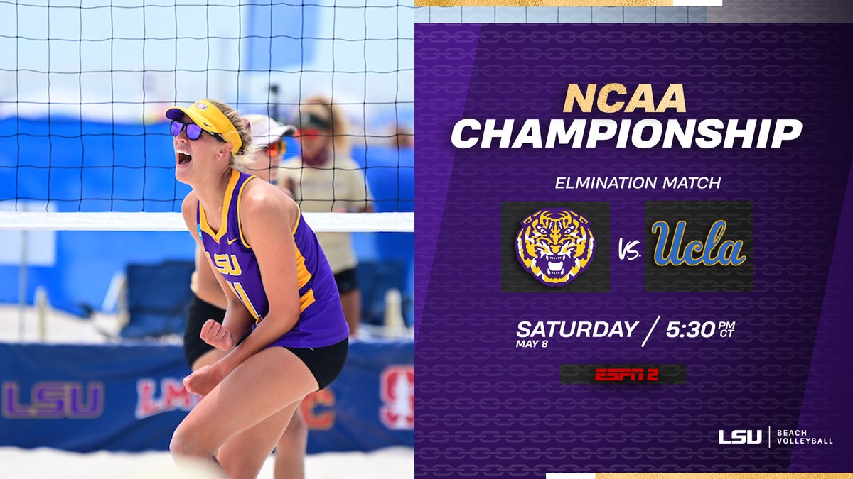 LSU will face UCLA in an elimination match at 5:30 p.m. CT on ESPN2!

#GeauxTigers