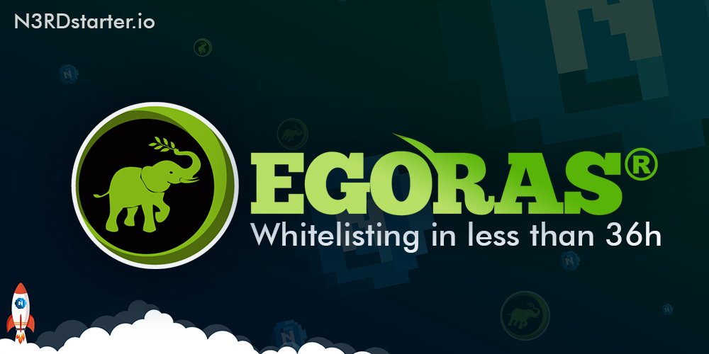🚀 N3RDstarter

Whitelisting for EGORAS IDO will start within 36h from now

✅ Only for $NERDz Stakers and Farmers
✅ Done directly on N3RD Launchpad V2 (N3RDstarter.io)
✅ Make sure you continue staking &amp; farming until the second whitelisting

#N3RD #IDO #Launchpad