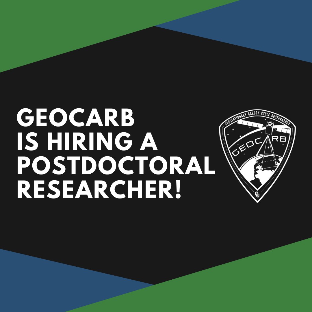 GeoCarb is hiring a postdoctoral researcher! The position will focus on atmospheric inversion studies with satellite data. 

Check out the description for more information: 
ou.edu/content/dam/ge…