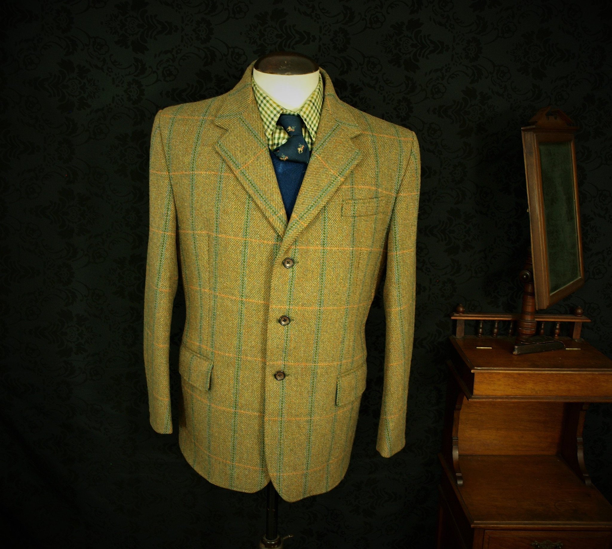 Manteau De Chasse Vintage Hebden Cord - Homme - 100% Laine - Taille 44 Poitrine - UK