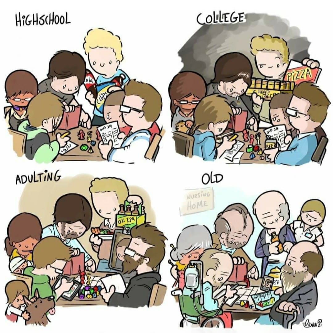 rangleme's tweet photo. Life goals for #TTRPG #DnD #Pathfinder #CoC #WoD #Toon #TFOS #KAMB #D6 #MazeRats #TunnelGoons #Knave #MorkBorg #OSE #HERO and all #RPG players...
Found this on Facebook and wanted to share https://t.co/xuSadGSHFi