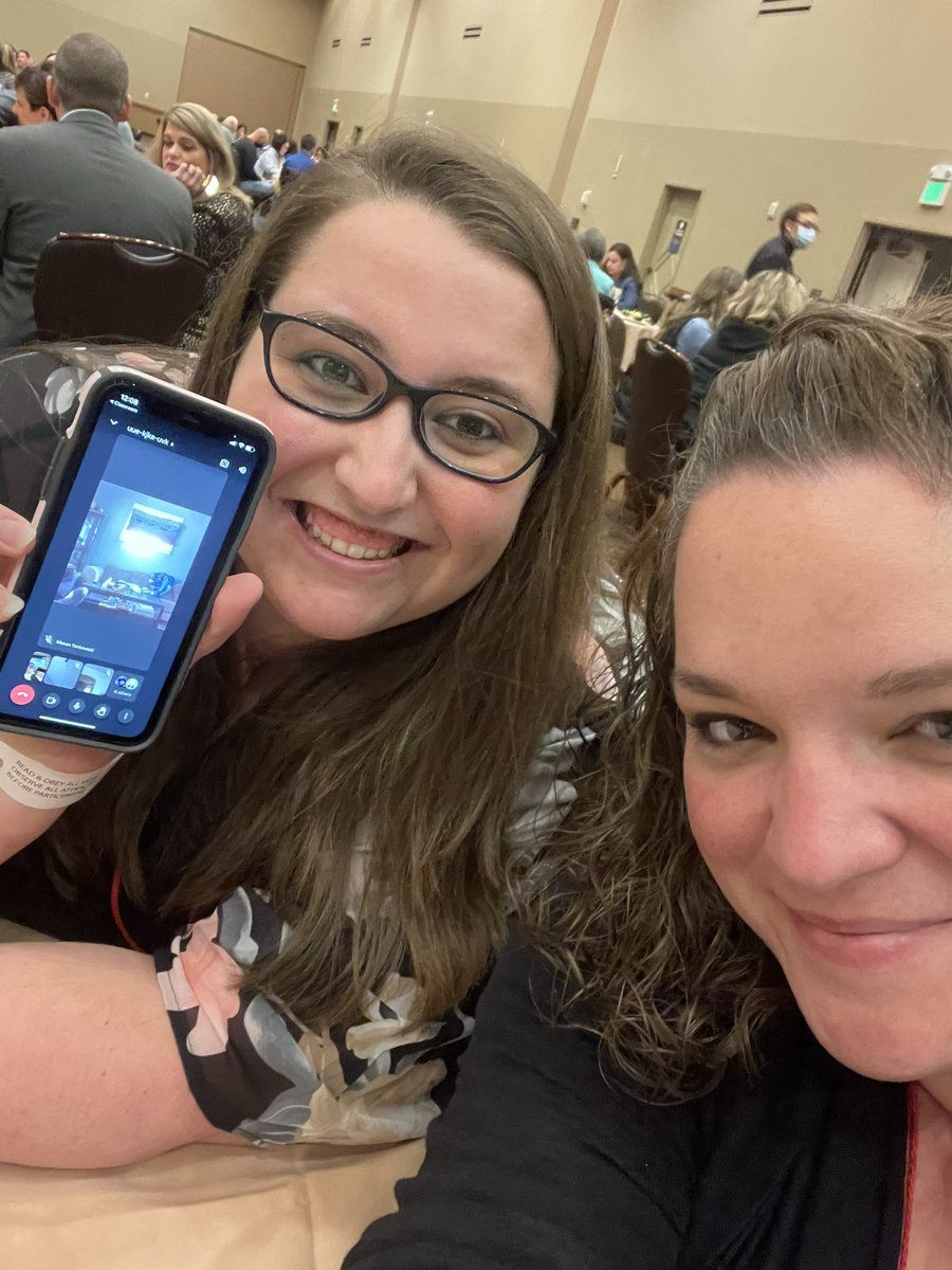 BrigidPadley's tweet photo. The kids said they would miss us, so our 5th graders had lunch with us via Google Meet during the conference on Thursday 🥰 #omla2020 @Wes_Kieschnick #boldschool #relationships https://t.co/mPHSbmaMo5