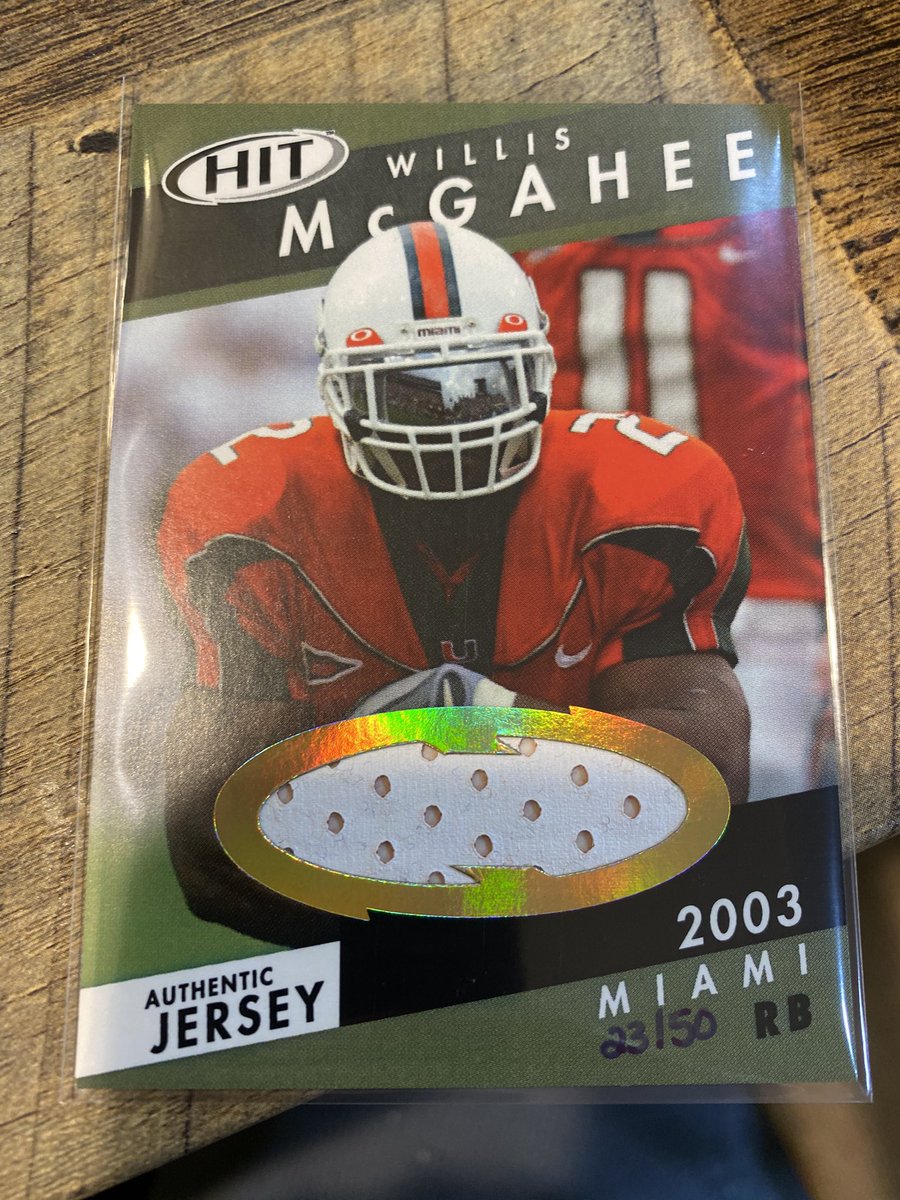 amagedoff's tweet image. When you are a huge @CanesFootball fan and pull a 2003 @WillisMcGahee jersey card from a sealed box.
