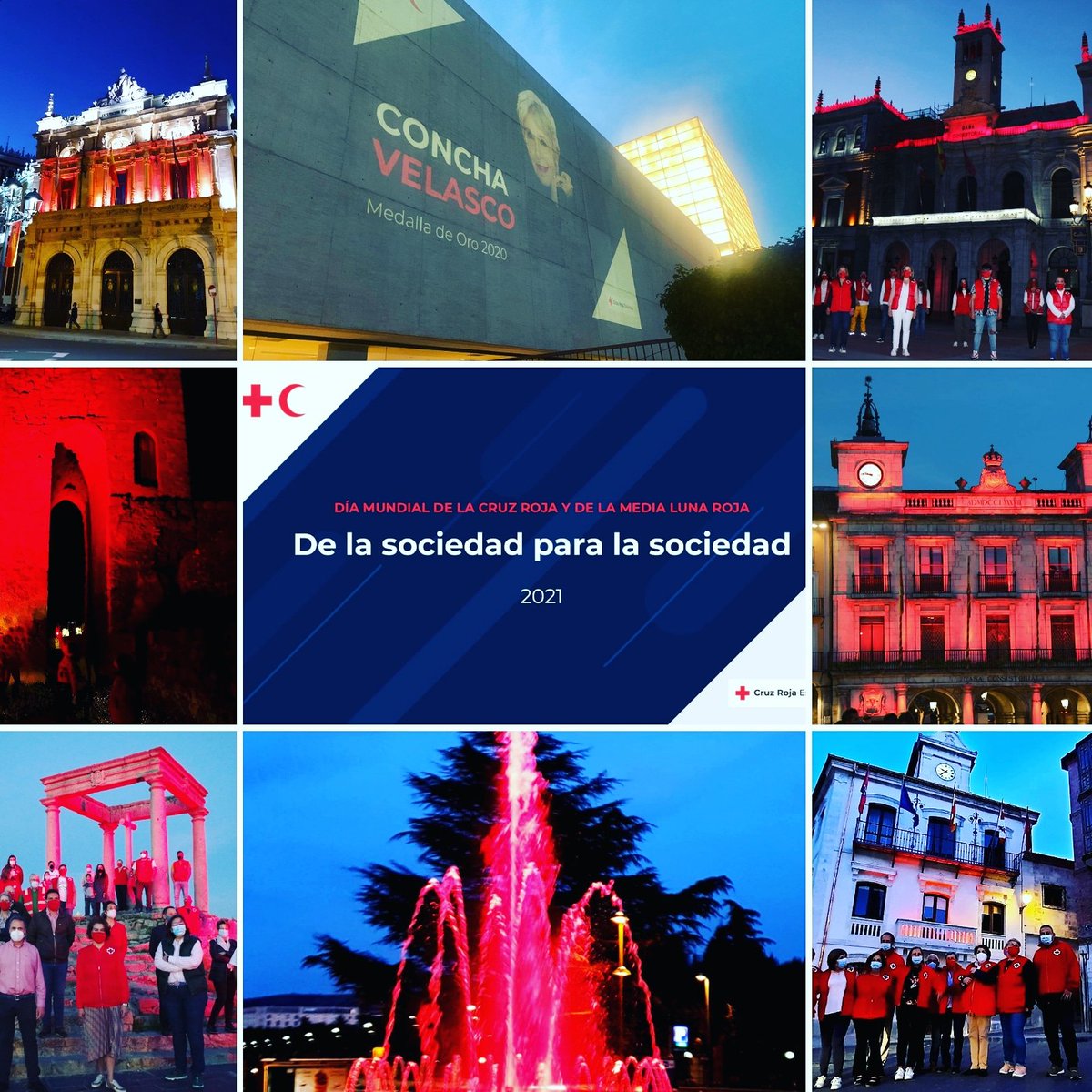 crecyl's tweet photo. Ha sido una noche muy especial. Multitud de edificios públicos de muchos municipios de Castilla y León han iluminado sus fachadas, proyecciones de imágenes y fuentes públicas en color rojo 🔴 para sumarse a la celebración del #DiaMundialCruzRoja Gracias por tanto cariño! ❤️ https://t.co/FcsIt8jMiG