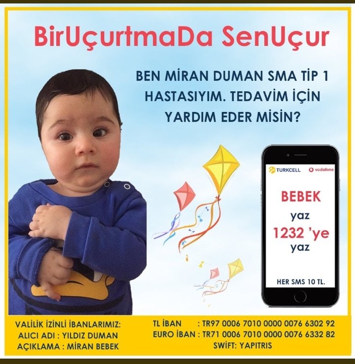 Damlaya damlaya göl olur Miran bebeğe belki umut olur....
Güzel gönlünüzle Miran bebeğe de bir destek de siz verin.❤️

BirUçurtmaDa SenUçur