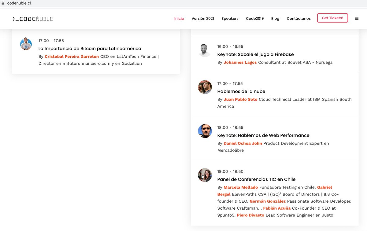 CodeNuble's tweet image. En la recta final! estamos a muy poco de finalizar #codenuble 2021 Quedan aun muy buenos exponentes y temas!
@evernote  @thoughtworks @thoughtworks @Mercadolibre @leomeyer @mary_diaz_r @mvalenzuelavega @NubleLabs @CorfoNuble @Corfo @gbergel @taichi2000 @dochoaj