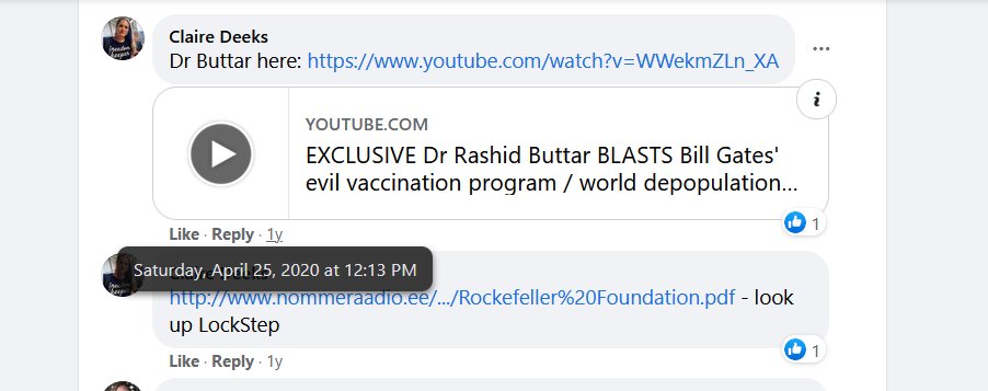 Voices for Freedom are promoting a "summit". Voices' Claire Deeks is contributing.Let's look at some of her posts from early in the pandemic to get an idea of what passes as credible to her, starting with the hoax that Bill Gates is part of a world depopulation agenda . 1/x