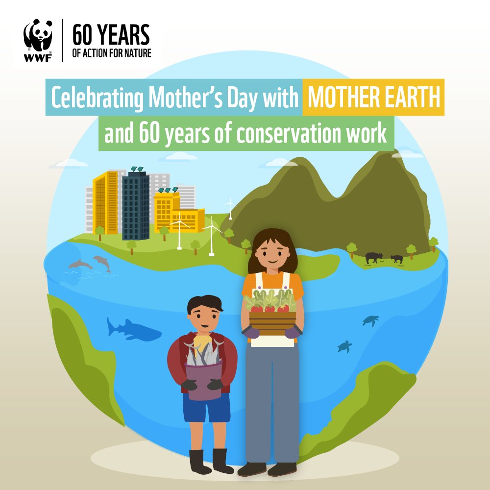 WWF_Philippines's tweet photo. Happy #MothersDay to all the mother figures in our lives...including Mother Earth! 🌎
Just like our moms, the planet has sheltered us and provided all its natural wonders to make society what it is today. We dedicate #60YearsOfConservation work to you - and here's to many more! https://t.co/1bbmto2bge