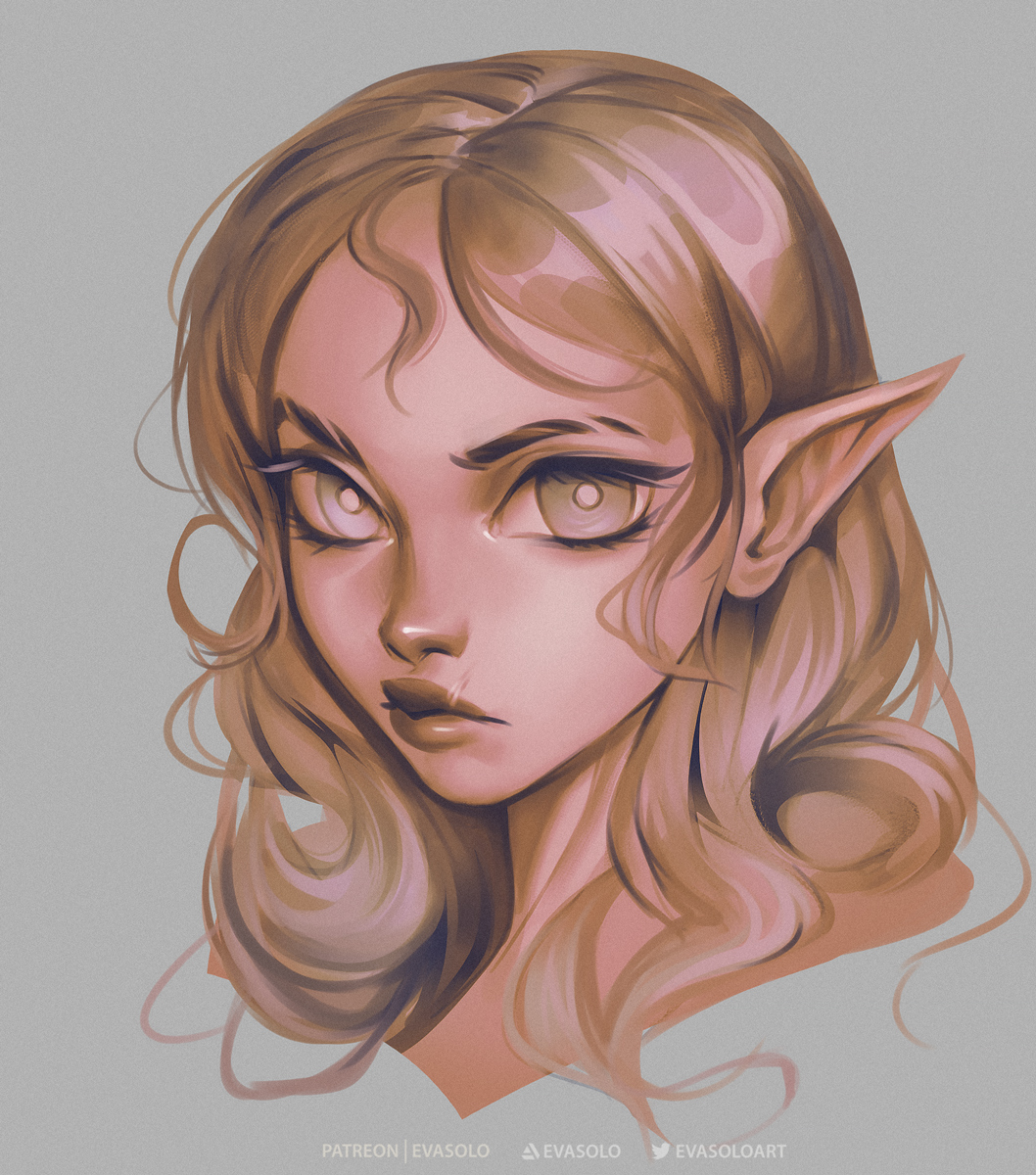 EvaSoloArt's tweet photo. When you start with your own style and finish with someone another, lol/ 
I think lushes makes all different)
This style good only for big eyes girls) Definitely.
#evasolo #art #portrait #fantasyart #drawing https://t.co/m76bHiavfu