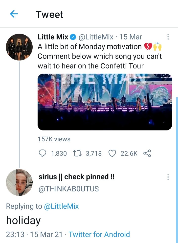 bunlar yetmezmis gibi bir de little mix in turnelerinde gormeyi en heyecanla bekledigi sarkinin holiday oldugunu soylemisti