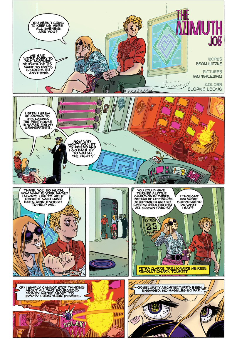 ianmacewan's tweet image. Thinking about THE AZIMUTH JOB: a backup for Prophet I drew 8yrs ago with writer @internetbf666 and colorist @sloanesloane

Page 1/5 of part 1

#sequentialsaturday