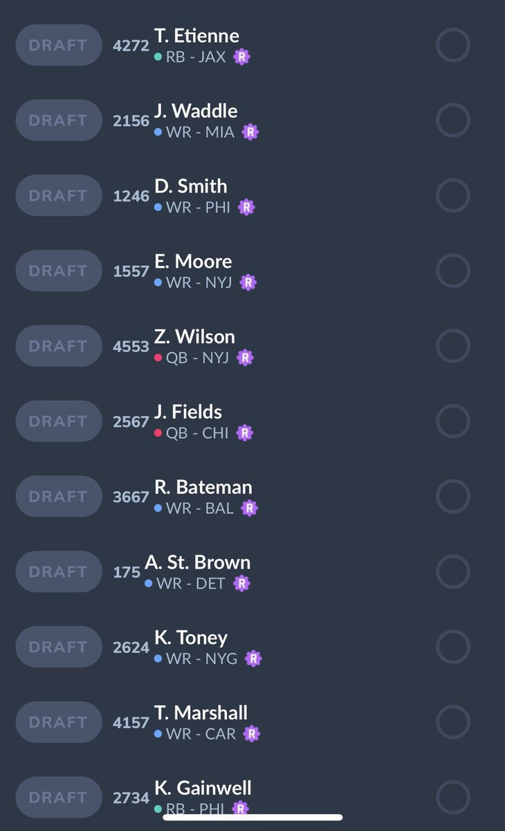 JCarr0621's tweet photo. I have 2 of the next 6 picks. 1Qb, Ppr, IDP. Next year we are going Superflex. I have Herbert and Wentz currently. Who do you target around here? @DynastyRich @DynastyPrice https://t.co/GsnDZma3YO