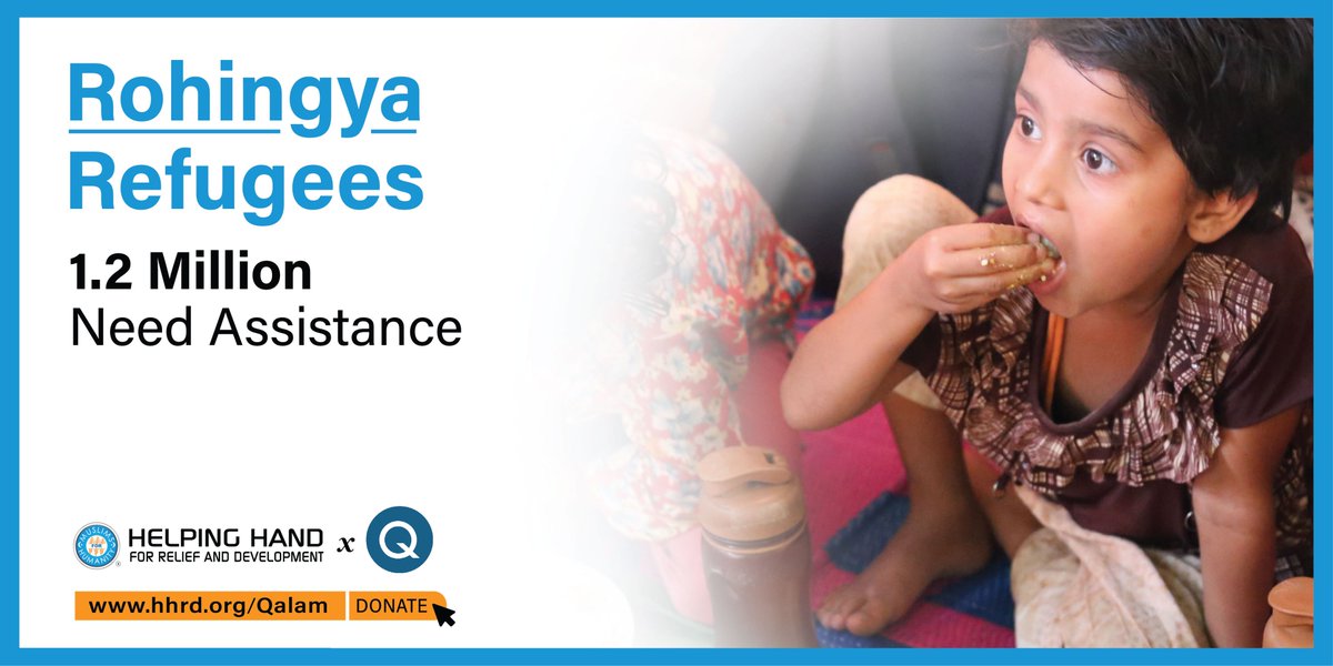 qalaminstitute's tweet photo. Did you know that the Rohingya Refugee Crisis is one of the biggest humanitarian emergencies in need of #yourhelp? 👇  
ℹ️ 400,000+ displaced people reside in Myanmar  
ℹ️ 1,000,000+ people are living in camps in 🇧🇩
To donate to @HelpingHandUSA, visit https://t.co/0LlZSCzOXf https://t.co/QnZieqheVB