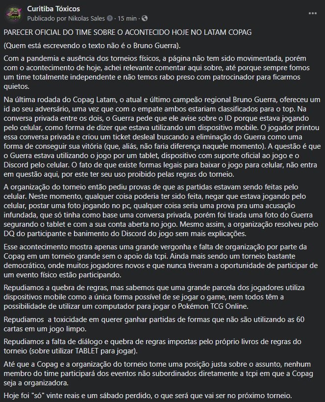 Kaio_ctba's tweet photo. Espero que a @CopagPokemon reveja isso, e @LucasTiusam você com sua influência poderia ajudar a mudar essa regra que só atrasa o Pokemon TCG https://t.co/9ehppKJxE6