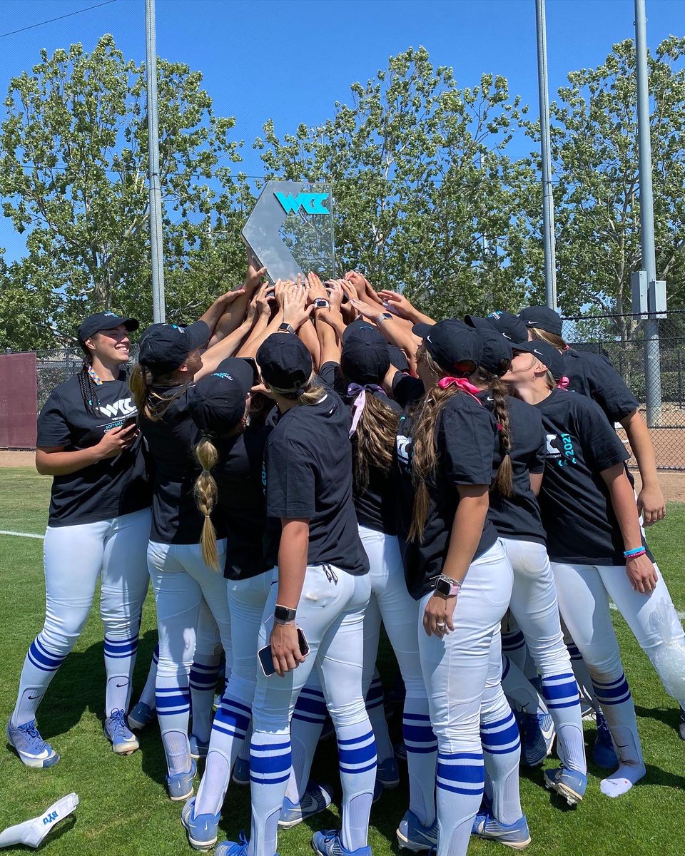 byusoftball's tweet photo. Say hello to your WCC CHAMPIONS💙

#BYUSoftball #CoCougs https://t.co/EhhFkkMoBY