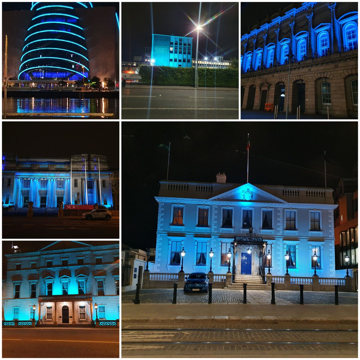 Dublin looking good in TEAlights tonight for @OvarianCancerDY Thank you for supporting @TheCCD @CoombeHospital @IrishRail @NCH_Music @MansionHouseDub #iveaghhouse @dfatirl #TEALights #WOCD2021