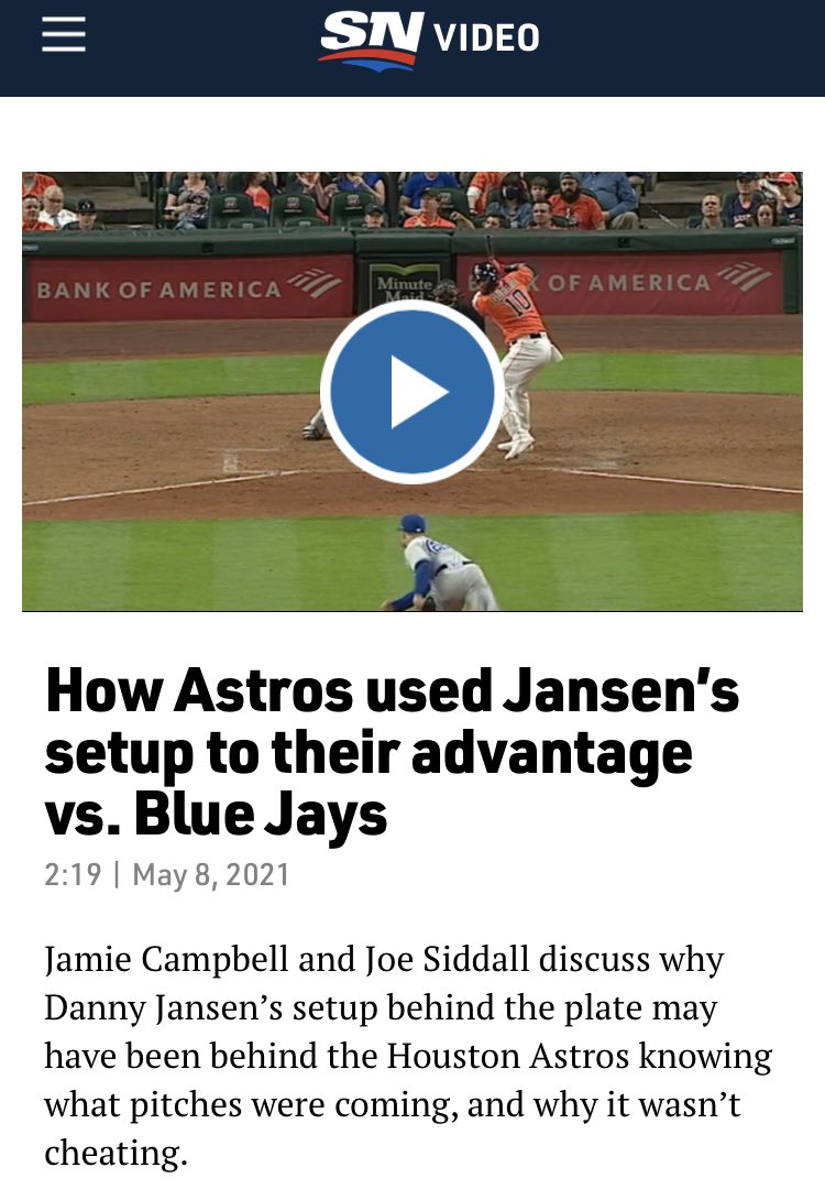 Michael Schwab on X: There was a claim by Joe Siddall that the Astros were  using Danny Jansen's setup to know what pitches were coming. Here's what a  source familiar with the