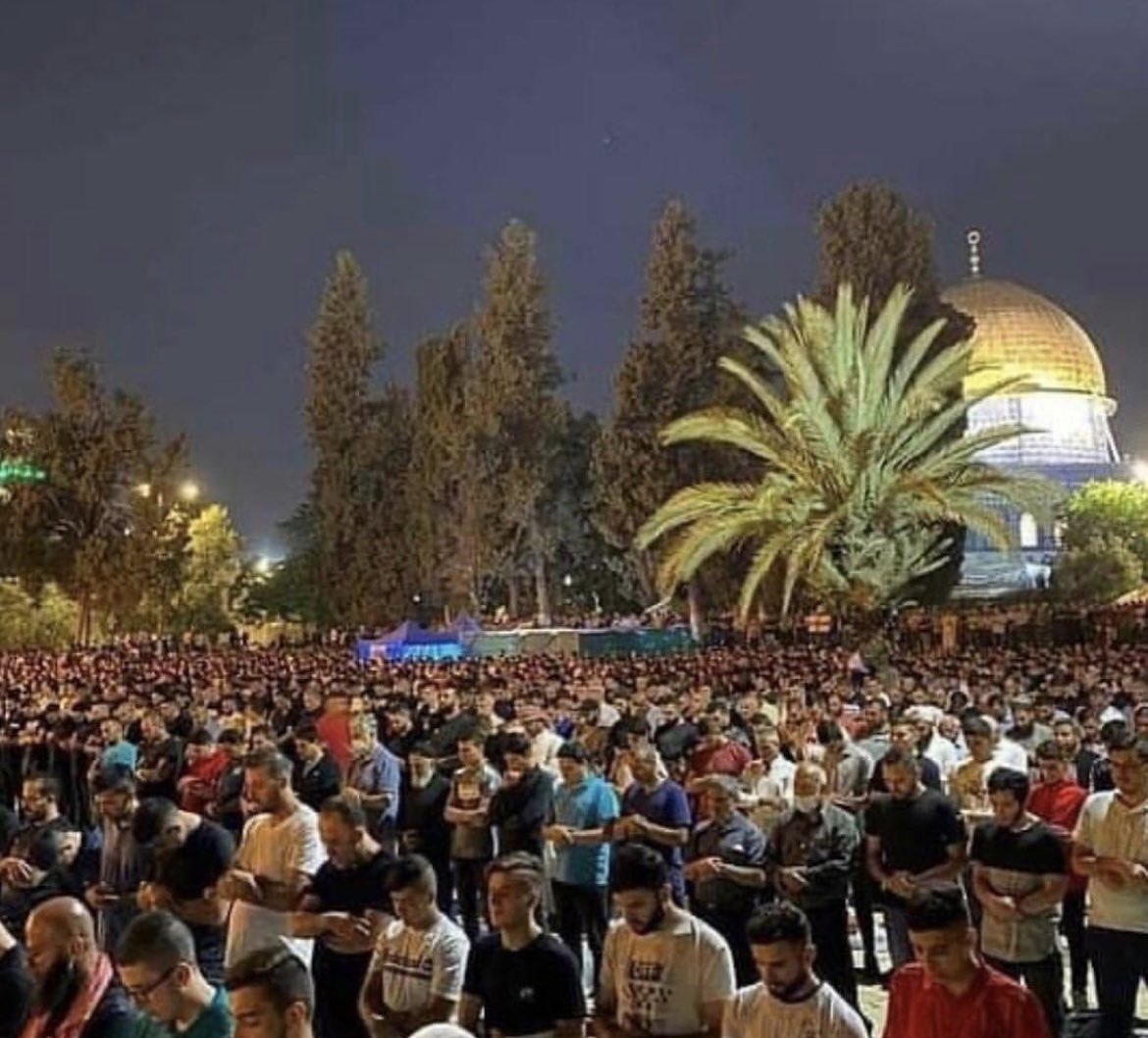 pictures from tonight at Al Aqsa mosque, AllahuAkbar