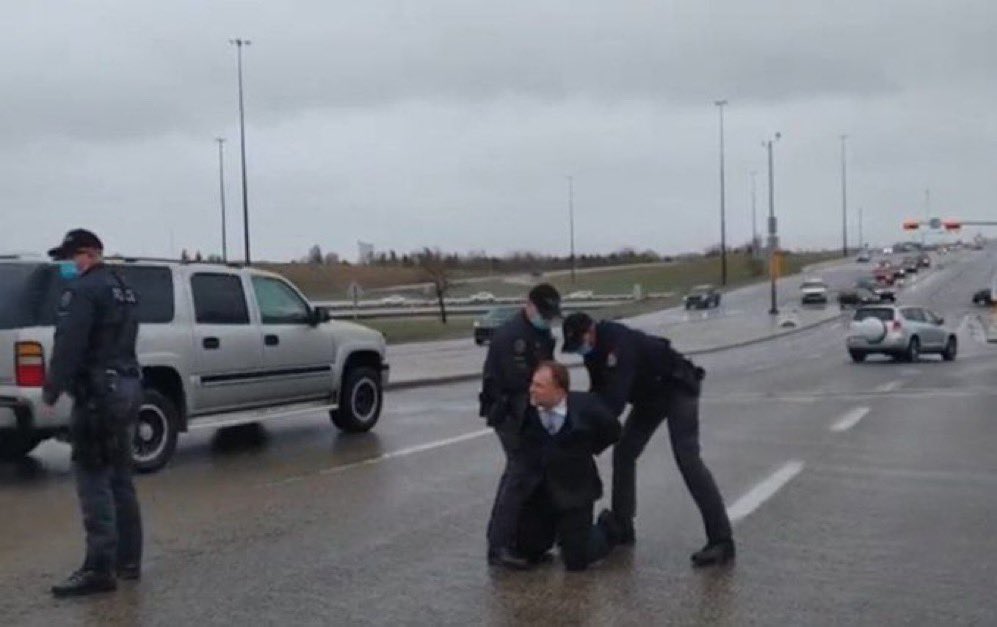 MaximeBernier's tweet photo. I can’t believe this is happening. Pastor Pawlowski lived under the communist regime in Poland in his youth. Today he is being arrested by a sanitary fascist regime in Canada and Alberta for holding a service. SHAME! https://t.co/TbG2OpSdSe