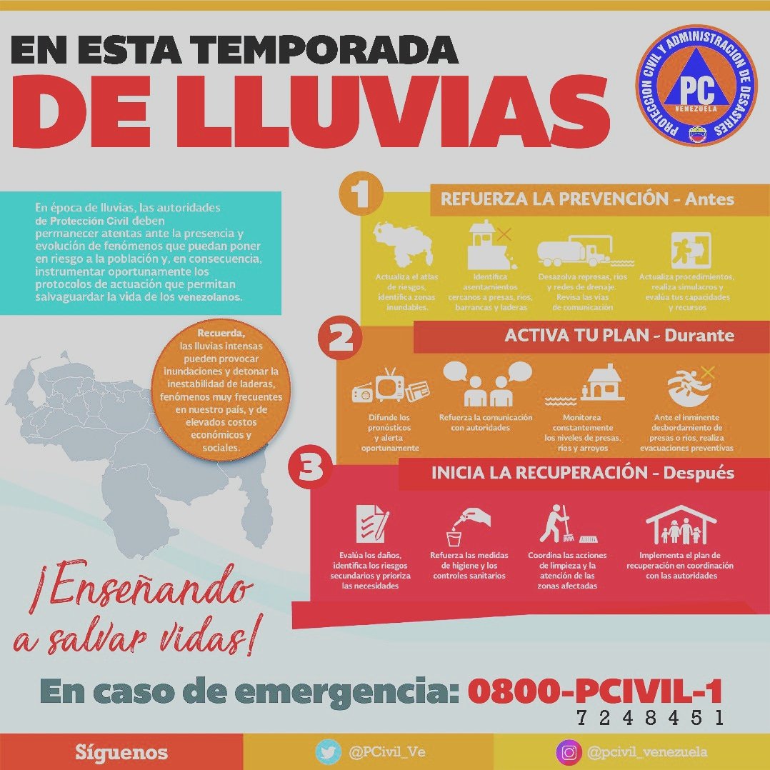 pcad_zulia's tweet photo. En temporada de lluvias refuerza la #prevencion  #Haz tu #plan de #emergencia y cumplelo  e informa a tua familiares companeros y amigos sobre el plan #8deMayo @PCivil_Ve @MIJP_Vzla @gestionperfecta https://t.co/YsZ0S2OIgT