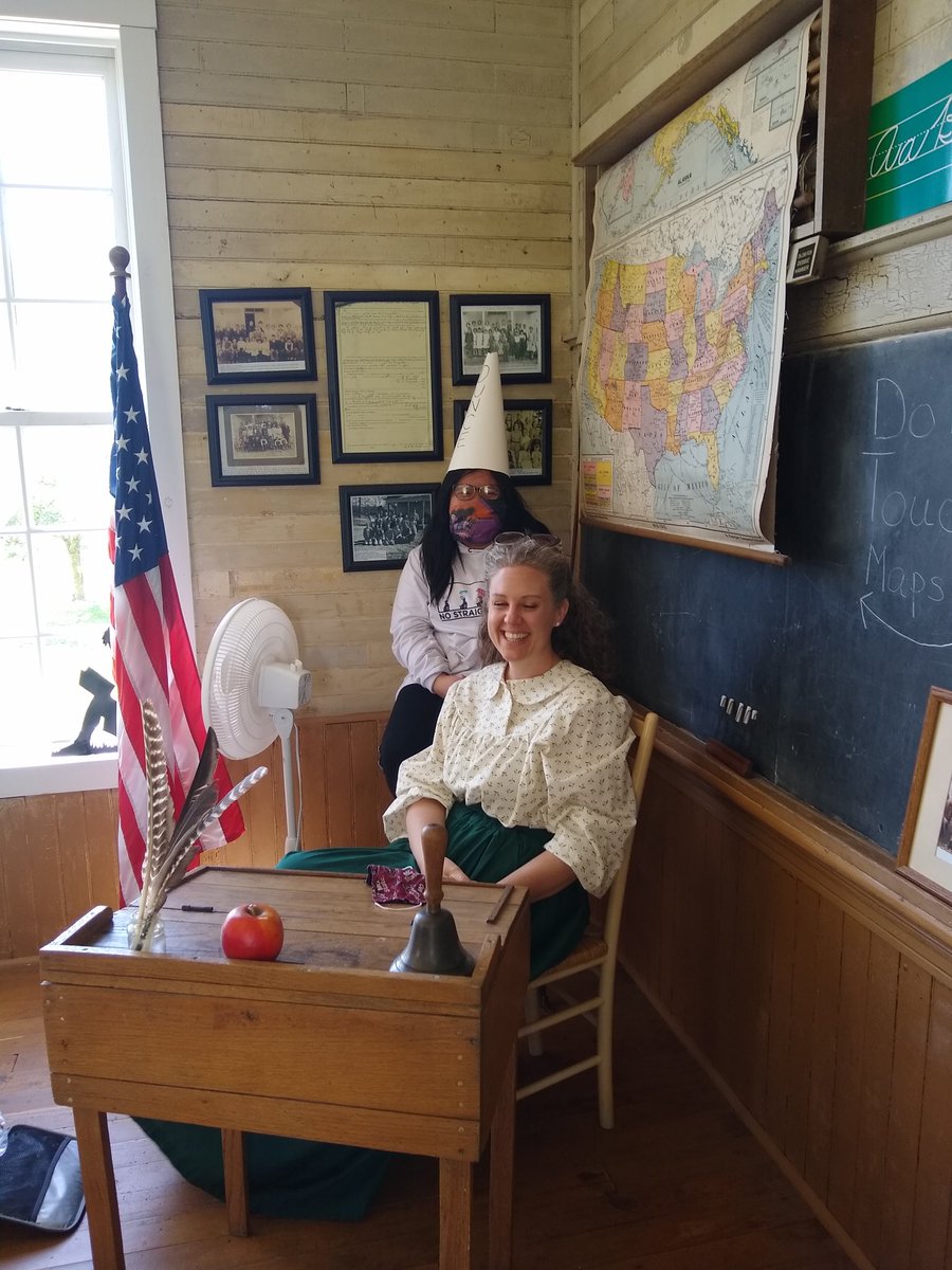 Year 2 of taking 10th Grade Teaching Pathway students to experience @GCFarmstead. A perfect experience as they write lessons on the History of American Education. It was a beautiful day full of laughs &amp; sunshine. 💙🧡💙