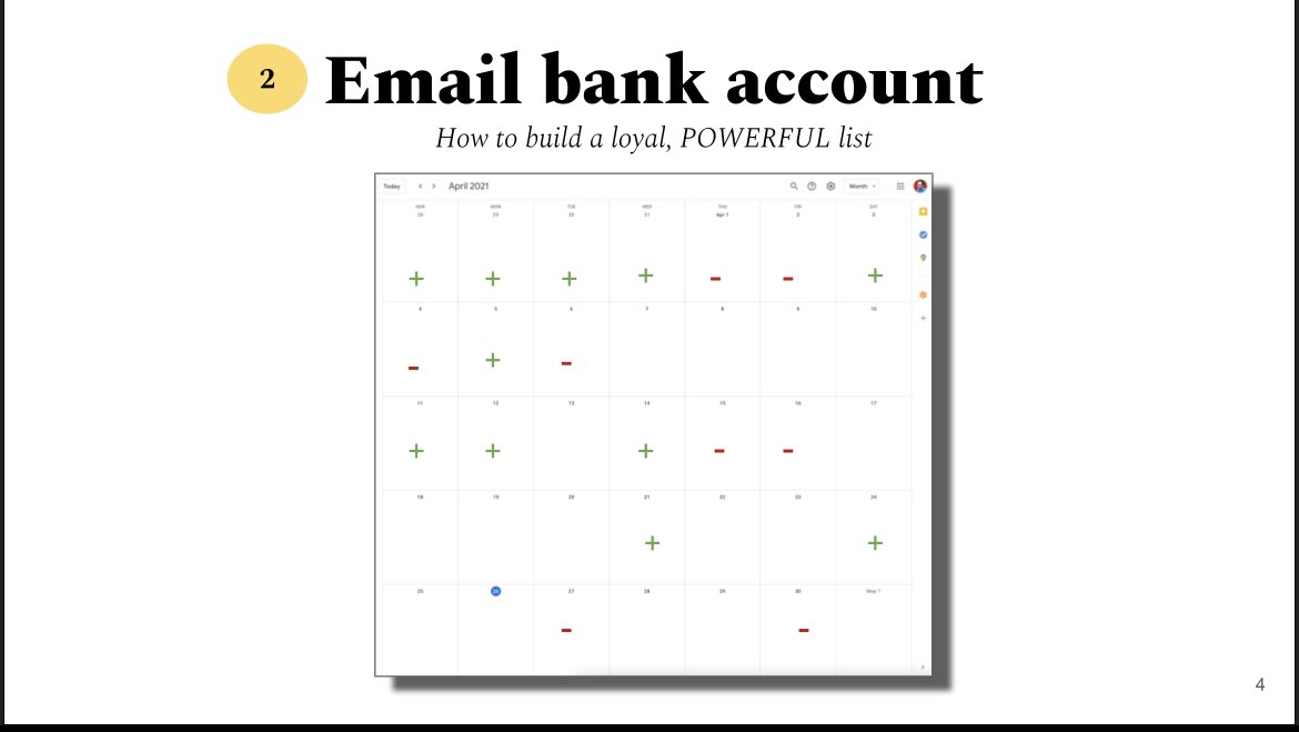 2/ Email bank account: How to build a loyal, POWERFUL list.