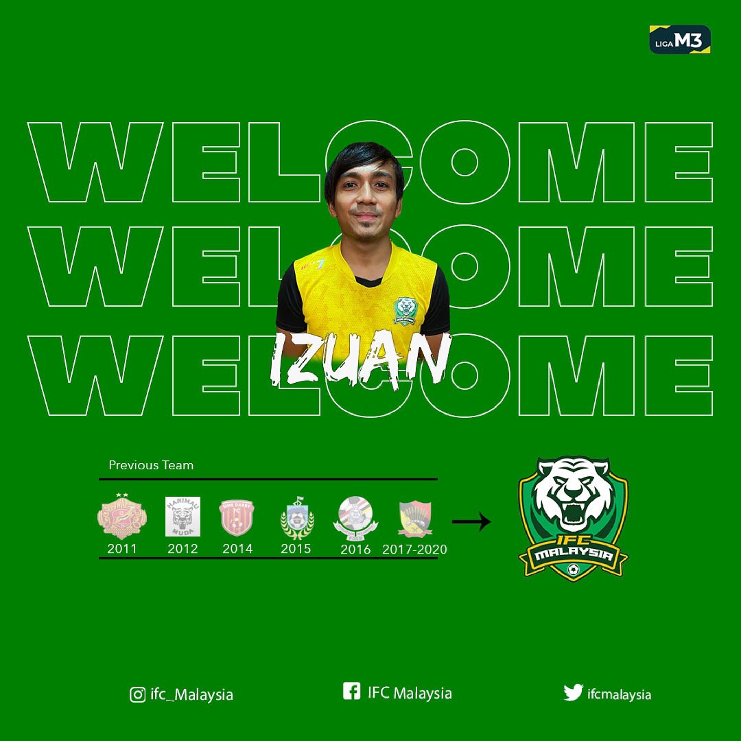 SELAMAT DATANG IZUAN SALAHUDDIN

Pemain tengah Izuan Salahuddin akan bersama IFC Malaysia dalam saingan Liga M3 2021

MIGHTY TIGERS
#wewontquitwetryharder