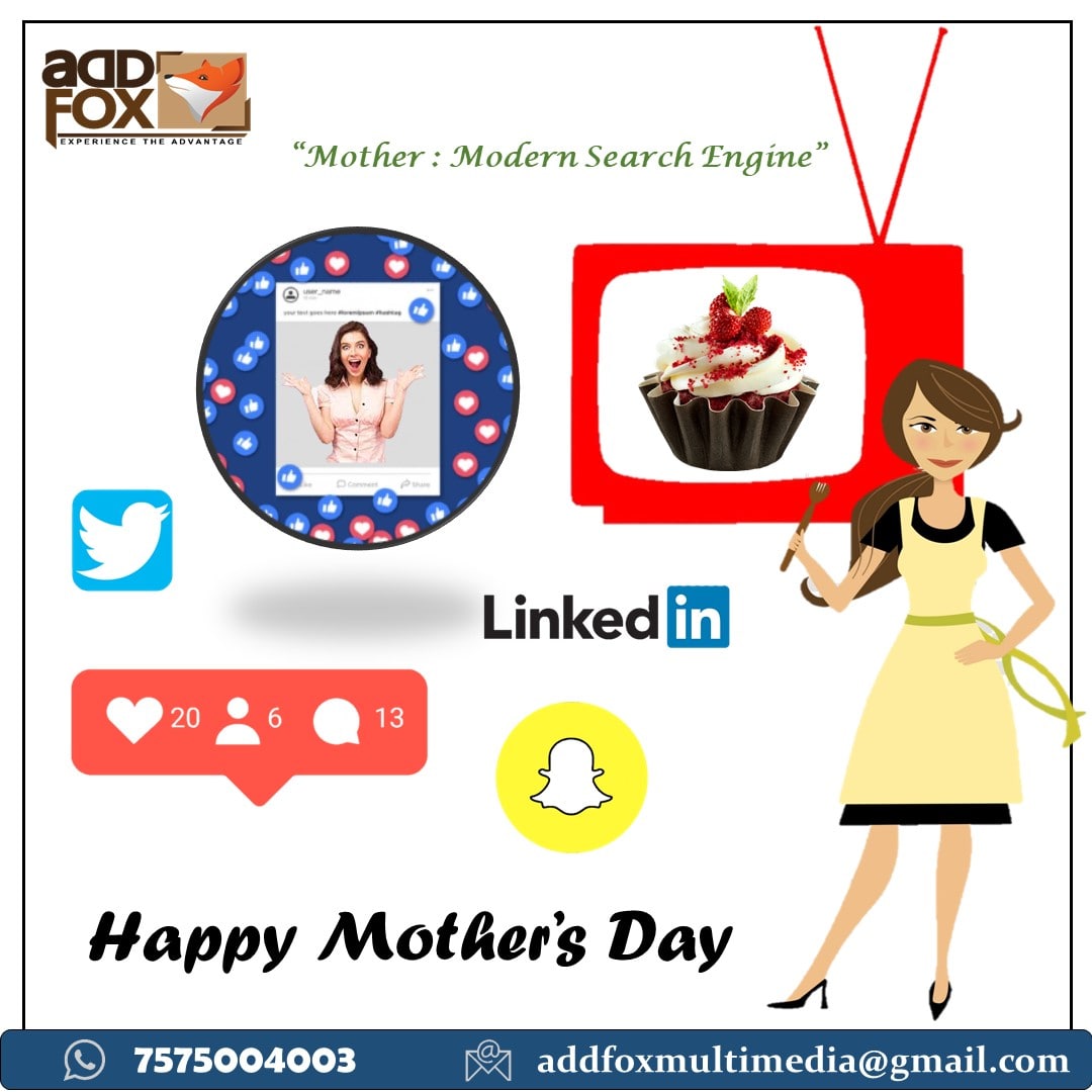 AddfoxIndia's tweet photo. "Mother : Modern Search Engine"

#Addfox #wishes #Mothersday #love #happymothersday #mom #mother #family #momlife #gift #happiness #money #smile #socialmediamarketing #platform #2021 #sunday #sundayfunday #weekend https://t.co/rg9qcn1NaB