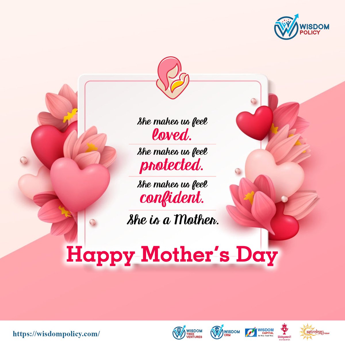 WisdomPolicy's tweet photo. She makes us feel Loved, 
She makes us feel Protected, 
She makes us feel Confident,
She is a Mother.....
Happy Mother's Day....
 #family #love #happiness #wellness #life #smile #joy  #mothersday2021 https://t.co/fdqcsV7W8V