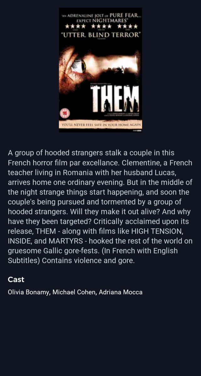 Them (2005)Sometimes bad things happen for no goddamn reason, and that's maybe the scariest thing of all.
