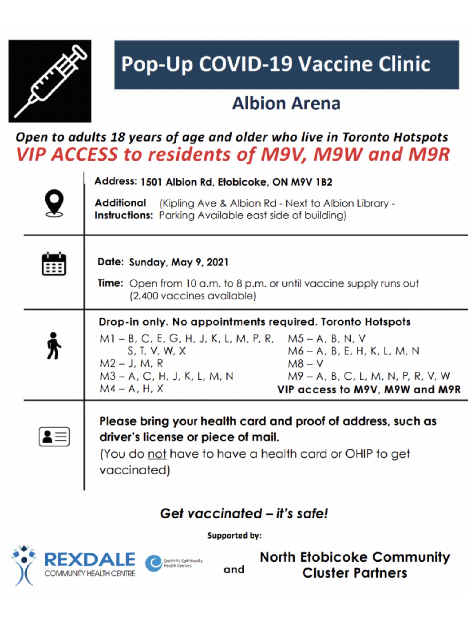 Vaccine Hunters Canada On 18 Residents Workers M9v M9w M9r 18 Residents Of All Toronto Hotspots At Albion Arena 1501 Albion Rd May 9 10am 8pm Covid19 Covid19vaccine Covid19on