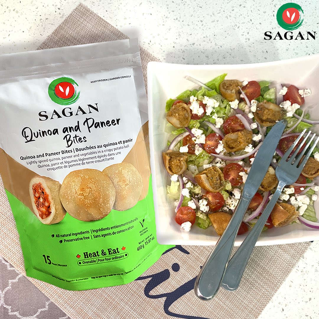 SaganFoods's tweet photo. Take your salad to the next level with our Quinoa and Paneer bites. 🥗 Heat it, chop it, and add it to your choice of salad.🤩
#saganfoods #salad #frozenfood #vegetarian #quinoa #paneer #quickmeals https://t.co/iKCGEXzDUf