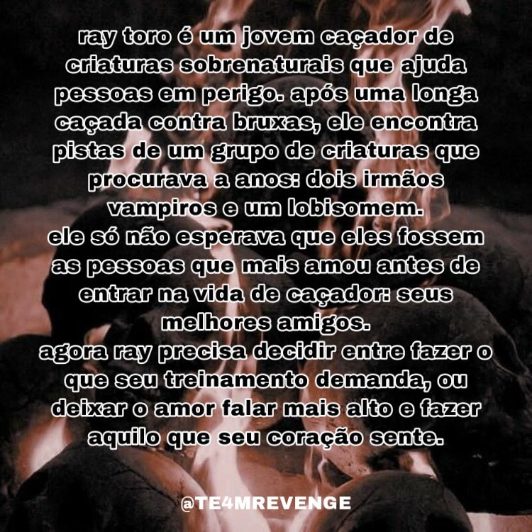 TE4MREVENGE's tweet photo. Novo plot inspirado na Revenge.
vampiros e lobisomens? tô dentro. 🦇🐺
#TeamRevenge https://t.co/fmRn0jz4sD