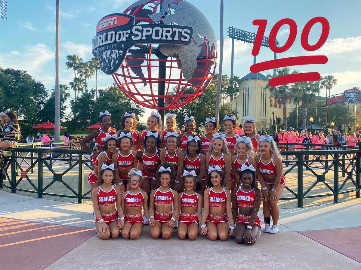 SSXSharks's tweet photo. Somebody blow the whistle, Double S X gon’ getcha!  Day 1 ✔️ #CheerWorlds2021 !!! #SSX4L #BTW #USASF #allstarcheer ♥️🦈♥️ https://t.co/K7jepRNrj1