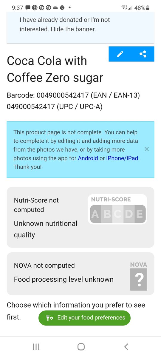 Gem24Potus's tweet image. See the new @CocaCola coffee @POTUS @VP Scan the QR  code= "UNKNOWN COUNTRY OF ORIGIN". ??  NOTE THERE ARE 3 PEOPLE WORKING FOR @OpenFoodFacts A NON PROFIT GOING BEHIND THE @US_FDA correcting their mistakes. There's no excuse for putting Americans health &amp;amp; safety @risk. #firefda