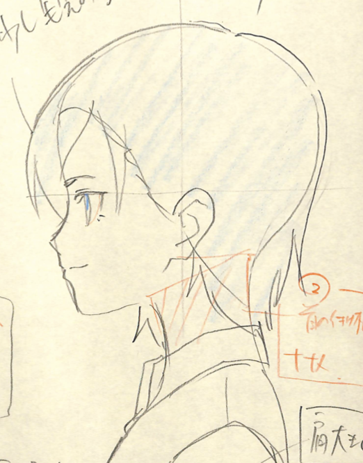 【顔は小さく!!】
・1/4より小さくコントロールすることでかわいく見えます。
・顔への意識が強いと馬顔になってしまうので注意
※21年4月基礎コース「横顔」添削結果より 