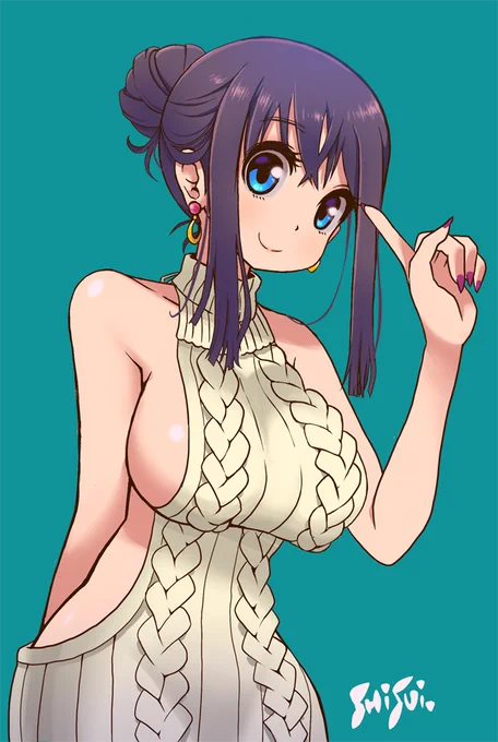 今日のらくがき、久々にオリジナル絵～。胸を大きく描こうとするとどんどん頭身が上がってしまう。(^_^;) 